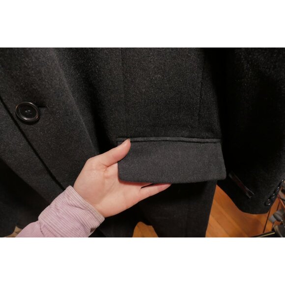 Pierre Cardin Black Cashmere Wool Trench Coat (Size 52R) - Picture 3 of 13